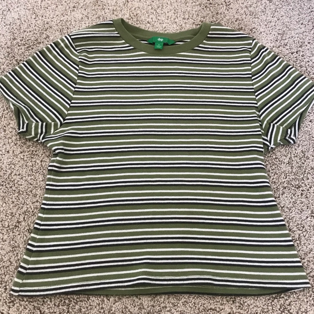 Dip, striped green and white cropped t-shirt